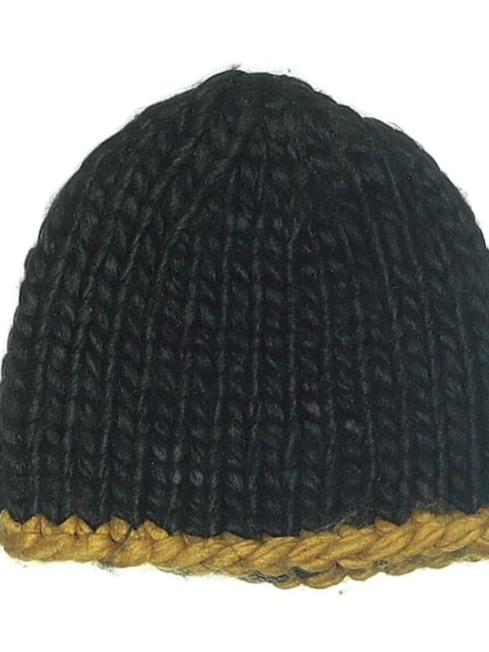 Free People Unisex Black Beanie With Gold Crochet Trimmed Band - One Size